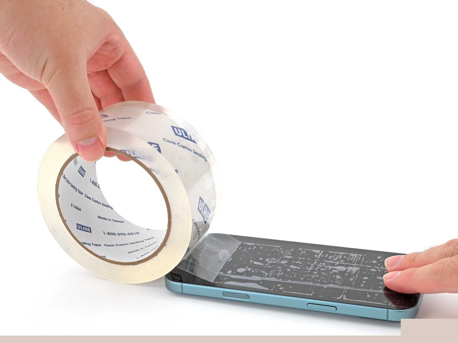 iPhone 16 Plus — Tape over any cracks (logo-free)