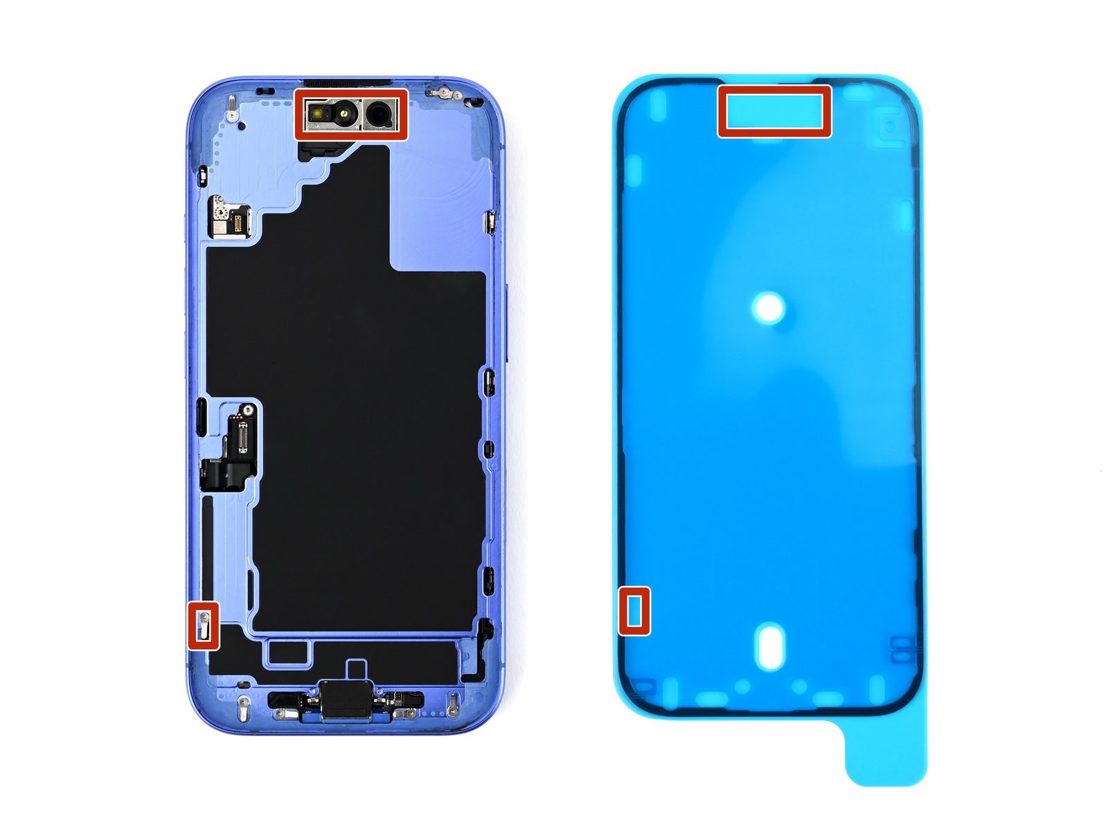 iPhone 16 Plus — Orient the adhesive (logo-free)