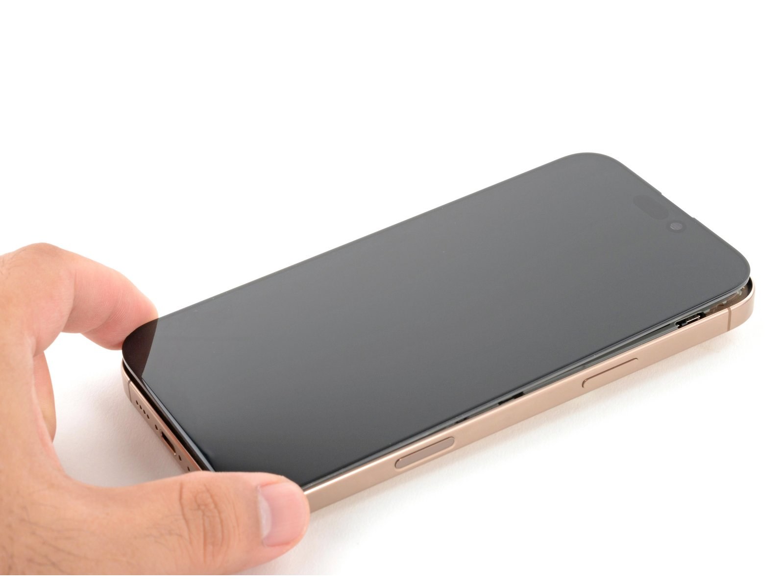 iPhone 16 Pro Max — Swing open the screen (logo-free)