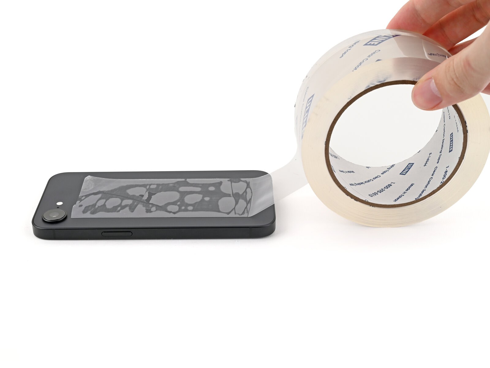 iPhone 16e — Tape over any cracks (logo-free)